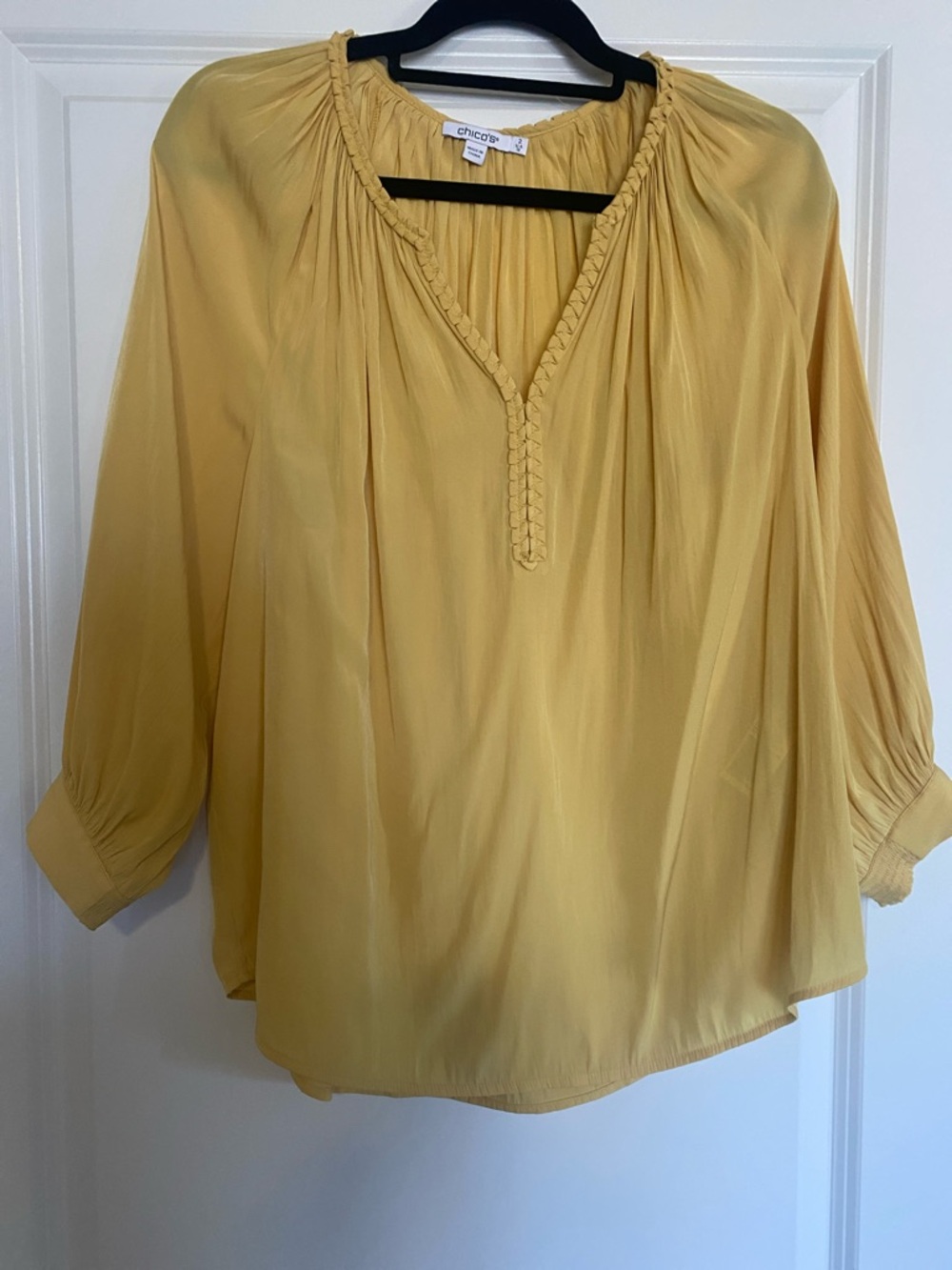Chico's Golden Yellow Braided V-Neck Tunic